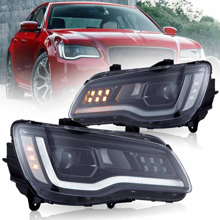 Phares de projecteur LED VLAND pour Chrysler 300 2011-2023