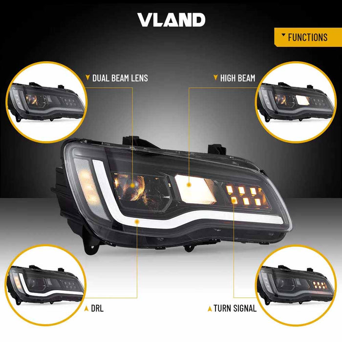 VLAND LED Projector Headlights For 2011–2023 Chrysler 300