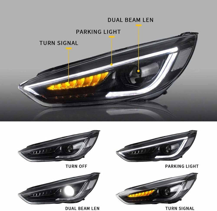 VLAND LED Headlights For 2015-2019 Ford Focus 3th Gen Facelift MK 3.5