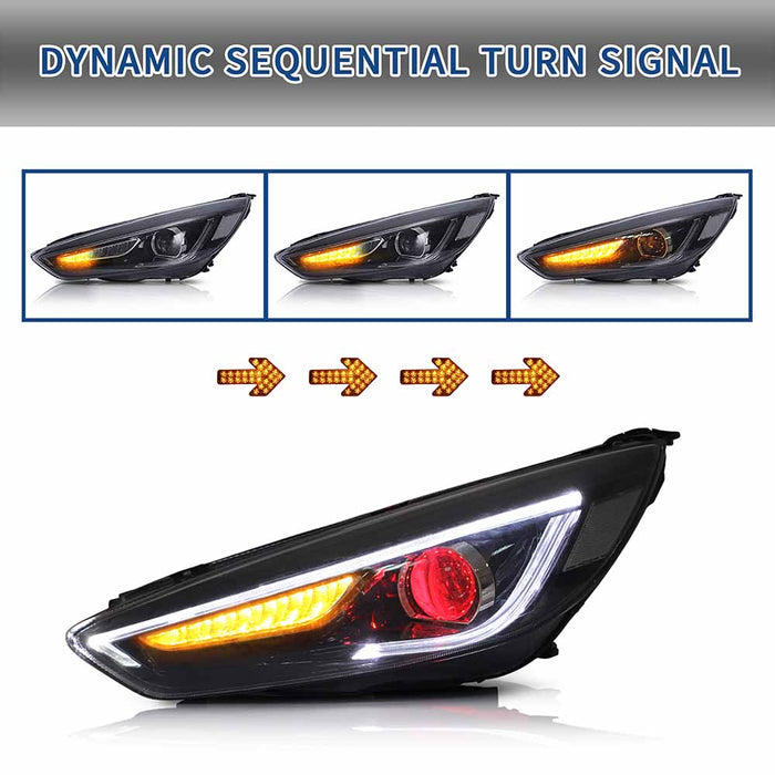 VLAND LED Headlights For 2015-2019 Ford Focus 3th Gen Facelift MK 3.5