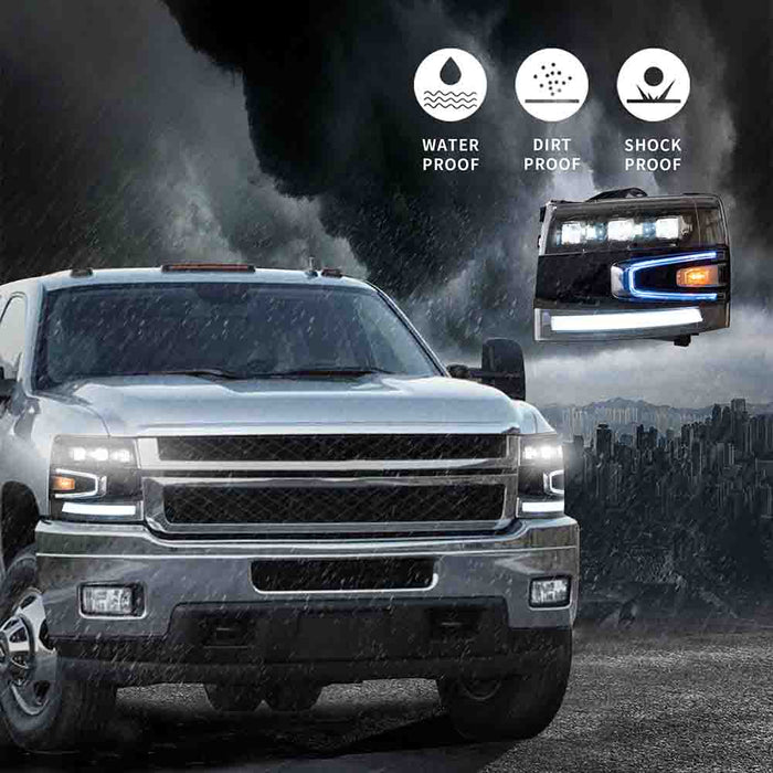 VLAND LED Projector Headlights For Chevrolet Silverado 1500 2500HD 3500HD 2007-2013