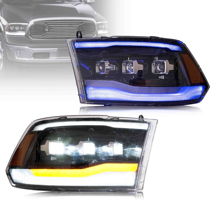 PHARES PROJECTEURS LED VLAND POUR DODGE RAM 1500 / 2500 / 3500 2009-2018 RAM1500 CLASSIC 2019-2021