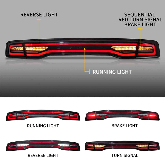 VLAND LED Taillights For 2011-2014 Dodge Charger W/Amber Turn Signal