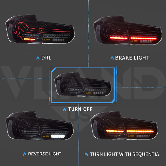 VLAND Feux arrière LED pour BMW Série 3 F30 M3 F80 Laser DRL 2012-2018