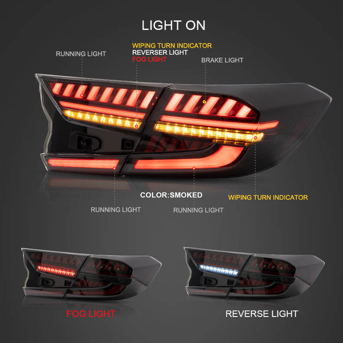 VLAND LED Taillights For 2018-2022 Honda Accord Startup with dynamic animation