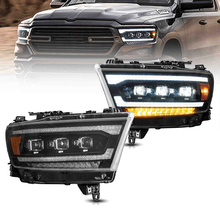 VLAND Projector LED Headlights For RAM 1500 2019-2024