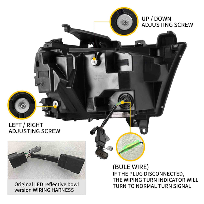 VLAND Projector LED Headlights For RAM 1500 2019-2024