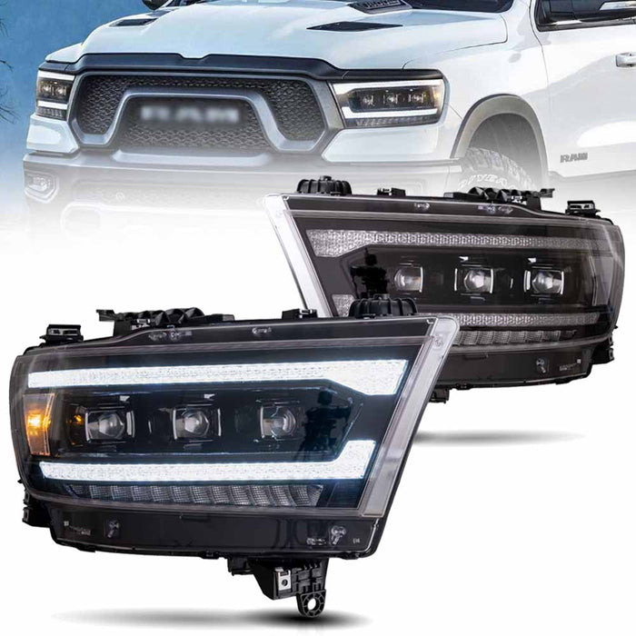 VLAND Projector LED Headlights For RAM 1500 2019-2024