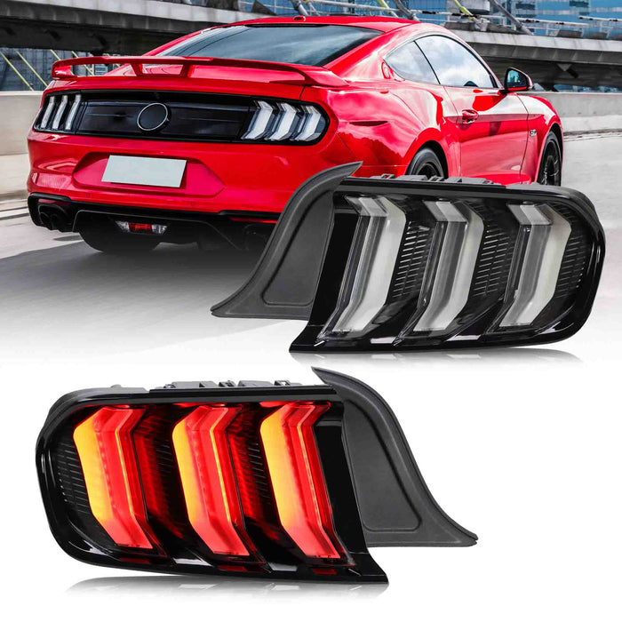 VLAND Feux arrière LED pour Ford Mustang USA 2015-2023 avec clignotant rouge