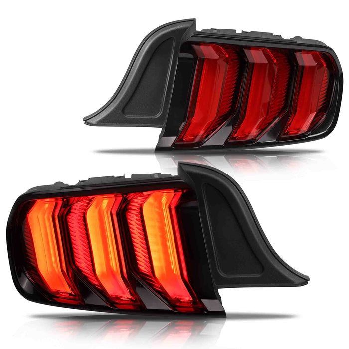 VLAND Feux arrière LED pour Ford Mustang USA 2015-2023 avec clignotant rouge