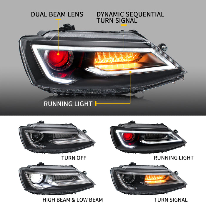 VLAND LED-Scheinwerfer + Rücklichter für Volkswagen Jetta MK6 2011–2014