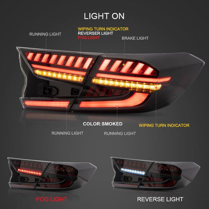 VLAND LED Taillights For 2018-2022 Honda Accord Startup with dynamic animation