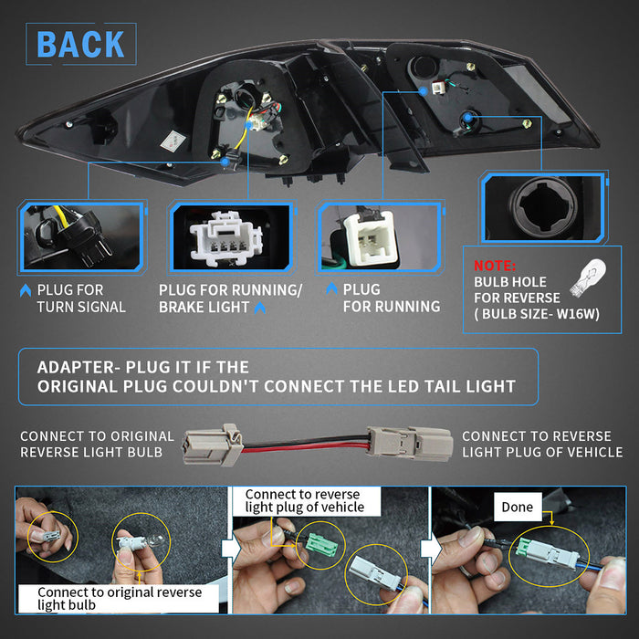 VLAND LED テールライト ホンダ アコード 2013-2015 シーケンシャル リアランプ付き