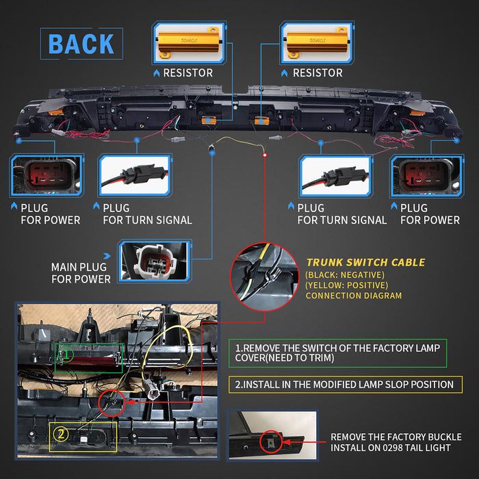 VLAND LED-Rücklichter für Dodge Challenger 2008–2014 mit bernsteinfarbenen sequentiellen Blinkern